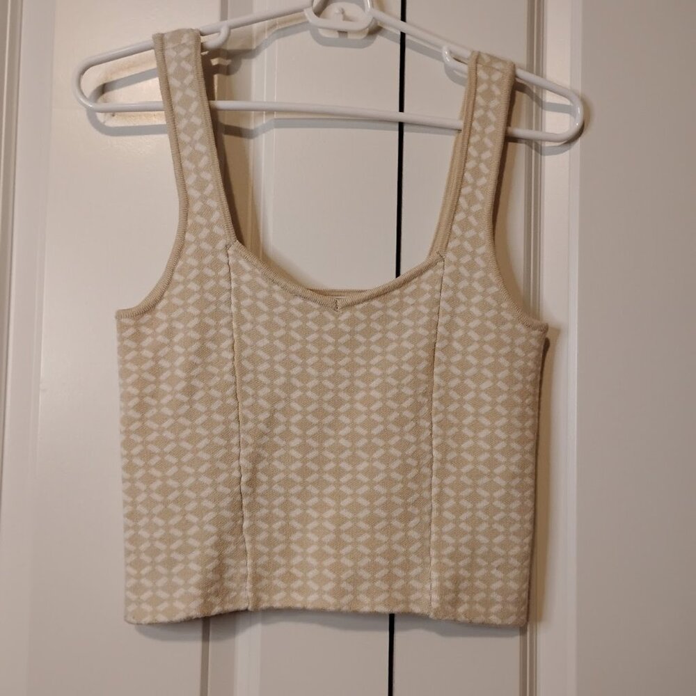 Abercrombie & Fitch Women's Beige White Cropped Sweater Tank Top Size S